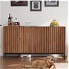 Wyibwy 150x40x80cm,credenza in rovere scuro,mobile decorativo moderno di metà secolo,3 ante, design ondulato,ripiani regolabili,elegante mobile contenitore per soggiorno,sala da pranzo,ufficio