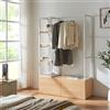 [en.casa] Armadio Aperto per Guardaroba Porta Abiti da Camera Appendiabiti da Terra 180 x 120 x 40 cm Mobile Organizzatore con Cassetti Ripiani e Asta Barra - Effetto Rovere/Bianco