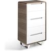 AC ANGEL CERDÁ Ángel Cerdá - Cassettiera in Legno di Noce e Bianco Lucido - Cassettiera Alta e Stretta con Cinque Cassetti e Chiusura Soft-Closing - Cassettiera Moderna e Funzionale - 60 x 39 x 108 cm