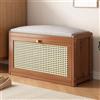 VSTQNXR Scarpiera Ingresso Con Seduta Panca Scarpiera Panca Portascarpe Panca Porta Scarpe In Legno E Rattan Con Ripiano Regolabile, Panca Seduta, Per Corridoio E Camera Da Letto(Brown,50*24*44cm)