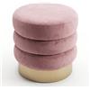 INTRECCI Pouf Creamy in Velluto con Base Oro Elegante | Sgabello Poggiapiedi Imbottito per Salotto e Camera da Letto | Poltroncina Rotonda, Design Moderno a Tre Strati | Ø 38 cm - Colore: Rosa