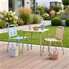 casa.pro Set di 3 Mobili per Bambini Tavolino e 2 Sedie da Giardino Balcone Cameretta Mobili in Acciaio a Misura di Bimbi per Esterno e Interno - Verde Salvia/Celeste/Pesca