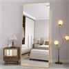 LLODERY Specchio intero 180 x 80 cm, specchio rettangolare da parete, grande, infrangibile, da appendere o appoggiare alla parete, telaio in lega di alluminio, vetro temperato, oro