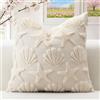 Artscope 1 Pezzi Stella del Mare e Conchiglie Federe in Lana Corta Velluto Copricuscini Morbido Decorativo Fodere per Cuscino Vacanza Stile per Divano Camera da Letto Beige 50x50 cm