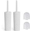 Top-Spring Set di spazzole per WC, confezione da 2 set di spazzole e supporti con manico in plastica e setole morbide e flessibili, 4 teste per spazzole WC per bagno, toilette, scopino ergonomico, elegante