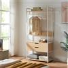 [en.casa] Organizzatore Guardaroba Stand Porta Abiti con Barra Appendiabiti Ripiani Cassetti Mobile Porta Vestiti per Cabina Armadio 180x80x40 cm Bianco/Effetto Rovere