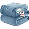 WAVVE Plaid Coperta Pile di Flanella 260gsm - 220x240 cm, Grigio Blu - Pled Divano Pelosa Letto Matrimoniale King 240x220 - Copridivano di Microfibra Calda e Morbida