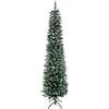 HOMCOM Albero di Natale Slim con 570 Rami, Albero di Natale Innevato Artificiale Alto e Stretto con Base Rimovibile e Pieghevole, Φ53x190cm, Verde