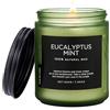 M&SENSE Candele Profumate Soia Menta all'Eucalipto 200g, Aroma Rinfrescante e Purificante, 50 Ore di Fragranza, Candela Aromaterapia per Relax, Benessere e Respiri Profondi