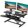 FITUEYES Convertitore da Scrivania In Piedi Grande 36''/91.5cm Standing Desk Converter per Doppio Monitor Regolabile in Altezza con Vassoio per Tastiera e Supporto per Telefono (Nero)