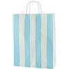 Thepaperbagstore 20 Sacchetti carta righe blu/bianche 25x11x31cm | Sacchetti kraft riciclabili con manici robusti, ideali per regali, negozi, feste ed eventi.