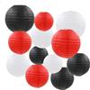 AUEJACKY Lanterne Di Carta AUEJACKY 12 Pezzi Lanterna Di Carta Rotonde Da Appendere, Multicolore Lanterne Cinesi, 15/20/25 CM, Per Decorazioni Di Matrimoni, Compleanni, Feste Ed eventi. (bianco e nero rosso)