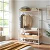 [en.casa] Armadio Aperto per Guardaroba Appendiabiti da Terra 180 x 120 x 40 cm Mobile Organizzatore per Cabina Armadio con Cassetti Ripiani MDF Barra Porta Abiti - Effetto Rovere/Bianco