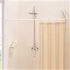Mirooyu Asta per tenda da doccia, a forma di L, asta estensibile per tenda da doccia per bagno, negozio di abbigliamento, in acciaio 304, con 12 ganci ad anello e supporto a soffitto (bianco, 60-130 cm x 60