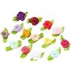 Duories 200 pezzi Fiori Artificiali Mini Testa di Rosa, Rose con Nastro e Foglia, Teste di Fiori di Rosa per Artigianato, Applicazioni di Fiori, Fiori Sparsi per Artigianato Fai da Te, Ghirlanda, Scrapbooking