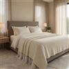 Clara Home Milano Clara Home Copriletto Matrimoniale 260x260 Chevron, Coperta Letto con Frange, Copridivano Elegante Bianco Beige, Tessuto Leggero per Camera da Letto e Salotto, Panna