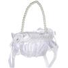 C.X.Y. Vinimi Cestino Piccolo 13 * 18cm Decorativo per Matrimonio, Bianco con Pizzo e Fiocchi in Raso, Porta petali, fiori, centrotavolo (MODELLO 4)