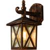 SUZNIU Applique da Esterno, Applique da Parete Vintage, Lampada da Esterno Vetro Alluminio, E27 Lampada da Giardino Impermeabile, senza Lampadina, per Garage, Illuminazione Terrazza Rame Rosso