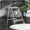 OXBZKMY Scala a 3 gradini, Sgabello pieghevole, Scaletta trasparente leggera e portatile, Sgabello Antiscivolo Multiuso per Casa Cucina Ufficio Esterno