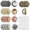 DUGYIRS 60 Pezzi Kit Vassoio con Ciondolo Doppio lato Rotazione lunare-20 Pezzi Cabochon a Doppia Faccia da 25 mm e 40 Pezzi 25mm Cabochon di Vetro Rotondi per la Creazione di Gioielli DIY