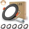 BAGZY 5x Faretti LED da Incasso, 12W Equivalenti a 100W,1000LM,AC 220-240V,Bianco Caldo 3000K,Ritaglio Ø 110-130mm,IP44,Faretto da Soffitto Ultra Piatto per Camera da Letto Bagno Cucina(Nero)