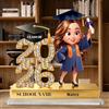SHKINETARRY Regali di laurea personalizzati classe 2026, targa con statuetta di laureato in cartone animato personalizzata, regalo di laurea per scuola media, liceo e università per il laureato
