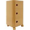 DOPBENT Cassettiera arrotolabile con 3 cassetti, armadietto sotto scrivania, armadietto da ufficio con ruote, per ufficio e casa (giallo zenzero)