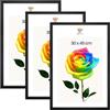 MG Design Set da 3 cornici portafoto 30 x 45 cm - Cornici in legno Nero con vetri acrilici infrangibili, verticale e orizzontale con fissaggio a parete stabile