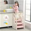 Growaystory Sgabello per bambini, con 3 livelli, regolabile in altezza, sicuro, torre di apprendimento, poggiapiedi, poggiapiedi per bambini (rosa/rosa)