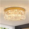 VETRULUS Lampadario in Cristallo 50 cm Oro - Plafoniera Semiintegrata Moderna per Sala da Pranzo, Soggiorno, Camera da Letto