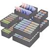 Zosenyer Organizer Armadio Cassetti Intimo, Set di 8 Organizer per Biancheria Intima in Tessuto Non Tessuto, Pieghevole Divisori da Cassetti per Reggiseni Calze Cravatte, Grigio