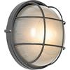Qazqa hanneke - Appliques Industriale - 1 luce - Ø 25.4 cm - Grigio scuro - Industriale - Illuminazione esterna