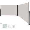 Aufun Doppia Tende da Sole paravento Laterale Retrattile 200 x 600 cm in Poliestere Tende da Sole Laterale Estensibile per Balcone Terrazza Giardino Campeggio, Grigio
