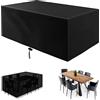 PLZY Copertura Tavolo Esterno, Copertura Mobili da Giardin Rettangolari Copri Tavolo da Esterno Tessuto 420D Oxford Telo Copritavolo da Esterno Impermeabile Anti Vento-150x80x75cm