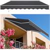 Aufun Tenda da Sole per Esterno Avvolgibile, Tenda da Esterno a Bracci Estensibili con Manovella Manuale, anti-UV impermeabile per Balcone e Terrazzo (300x250 cm, grigio scuro)
