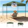 UISEBRT Gazebo pop-up 3 x 3, impermeabile, stabile, resistente agli UV, pieghevole, con chiusura centralizzata, 3 altezze regolabili, 240-260 cm, tenda da giardino pieghevole con custodia, verde