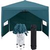 FIVMEN Gazebo 3x3m Gazebo Pieghevole con Pannelli Laterali e Finestre e Borsa per il Trasporto Gazebi Tendone per Feste Protezione UV Impermeabile Tenda da Esterno Tipo B (Verde)