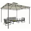 Outsunny Padiglione idrorepellente stabile invernale 3x3m Bianco crema | Gazebo da giardino a doppio tetto retrattile, UV 50+, tenda da festa per festival e giardino.