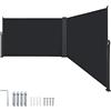 Aufun Doppia Tende da Sole paravento Laterale Retrattile 200 x 600 cm in Poliestere Tende da Sole Laterale Estensibile per Balcone Terrazza Giardino Campeggio, Antracite