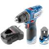 DEDRA MAUS DED7310T03: Trapano avvitatore a batteria 12 V 7330, 32 Nm, con due livelli di velocità, batteria 2 Ah 7320 e caricatore rapido 12 V 7302