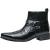 ZaKoonaC Stivali da uomo con design rivetto, sistema con chiusura lampo, Nero , 42 EU
