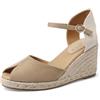 QUEEN HELENA Zeppe Sandali Alti con Cinturino Casual Donna ZM9975 (Khaki, Sistema Taglie Calzature EU, Adulto, Donna, Numero, Media, 35)