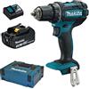 Makita DDF482RF1J - Trapano avvitatore a batteria + 1 batteria da 3 Ah + caricatore + scatola Makpac