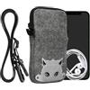 kwmobile Custodia in Feltro con Zip per Smartphone - Portacellulare a Tracolla - Porta Cellulare da Collo Universale - Cover Borsa Telefono -