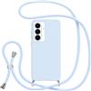 Jrkvniv Cover con Cordino per Samsung Galaxy A34 5G, Custodia con Laccio Collana Tracolla Collo Silicone Antiurto TPU Opaca Protettiva Case per Samsung A34 5G 6.5,Blu