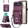 Generic Custodia a portafoglio per Motorola Razr 40, con fessura elastica, anello girevole a 360°, supporto da polso e cinturino regolabile, custodia per telefono da donna (viola scuro)