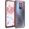 Kwmobile Cover Compatibile con Xiaomi Redmi Note 9 - Custodia Protettiva in Silicone TPU Cristallo Trasparente - Back Case Cellulare Fiori Gemelli Oro Rosa/Trasparente