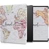 kwmobile Custodia eReader Compatibile con Amazon Kindle Oasis 10. Generation Cover - eBook Reader Flip Case - nero/multicolore - Mappa del mondo