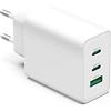 shefor Caricatore USB C da 65 W, 3 porte, tipo C, con caricatore rapido GaN Tech, PPS: PD3.0/QC4.0, compatibile con MacBook Pro/Air, iPhone 12/13/14 Series, iPad Pro, Dell XPS 15, Galaxy S22 Ultra/S21/S20