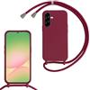 SLWYF Custodia per Samsung Galaxy A57 Cover con Cordino, Silicone Antiurto TPU Morbido Corda Collana Necklace Regolabile Stylish con Catena Ultra Sottile Cover Case, Rosso
